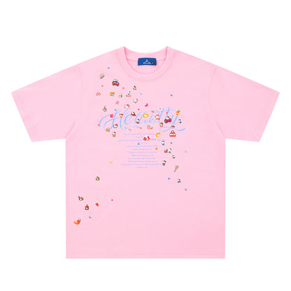 Cartoon printed short sleeved T-shirt